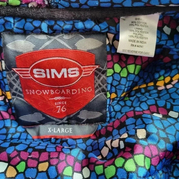 Sims Snowboarding Jacket XL Youth 18-20 Full Zip Hoodie Black Blue Lining - Picture 4 of 4